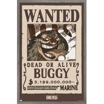 One Piece - Buggy Wanted Poster Wall Poster, 14.725" x 22.375" Framed