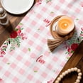thumbnail image 3 of Red Gnomes Table Runner - 120 Inch Long Valentine Roses Love Leaves Pink Plaid Cotton and Linen Blended Dress Scarves Farmhouse Table Runner for Kitchen Dining, Coffee Table, 13" x 120", 3 of 8