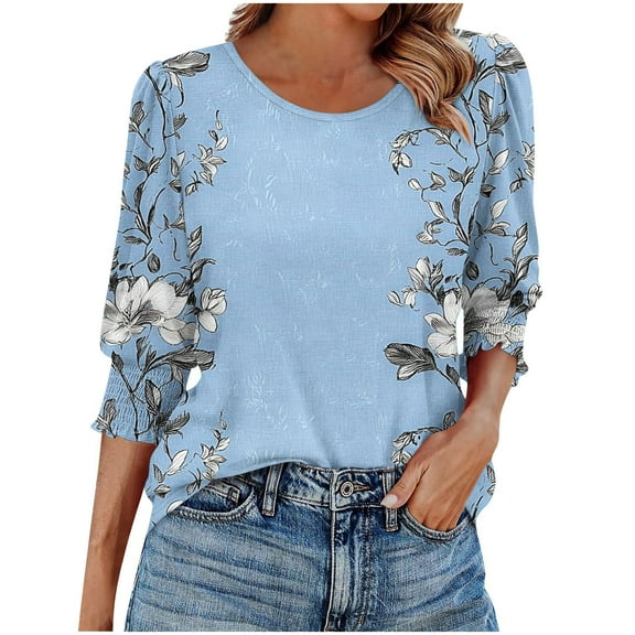 LiMoi Womens Tops Loose Fit Womens Tops 3/4 Sleeve T Shirts Womens Blouses Fall Work New Arrivals Gifts