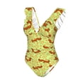 thumbnail image 4 of Yiaed Floral Squirrel Print Women's Ruffled One Piece Swimsuit V Neck Swimwear Slimming Monokini for Woman-Large, 4 of 8