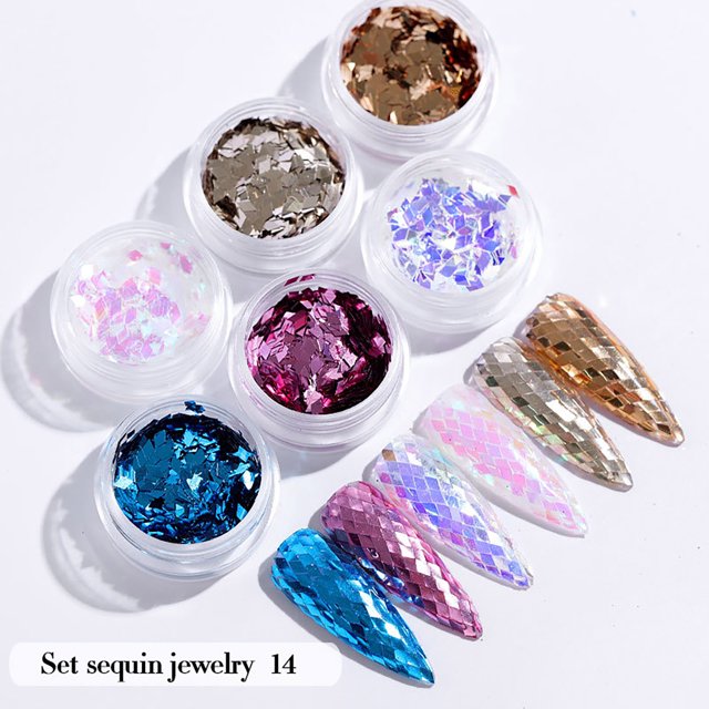 FcBaudy Nail Powder Nail Art Sequins Nails Gold And Glitter Heart-shaped Patch Set Nail lacquer