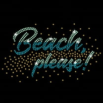 Beach Please Iron-on Rhinestone Rhinestud Transfer by JCS Rhinestones