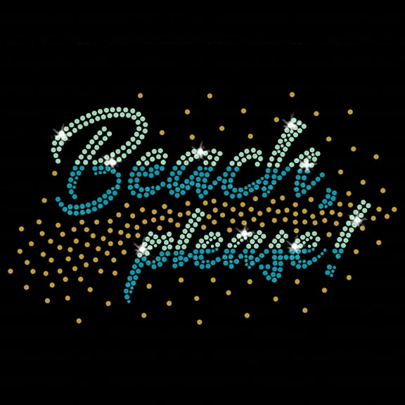 Beach Please Iron-on Rhinestone Rhinestud Transfer by JCS Rhinestones