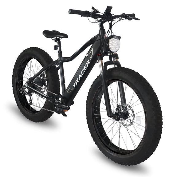 Tracer Tacoma 800W Electric Bike Mountain Bicycle, 26 " Wheel Size, 7 Speed, up to 55mi, Disc Brake, Fat Tire, for Men, Matte Black
