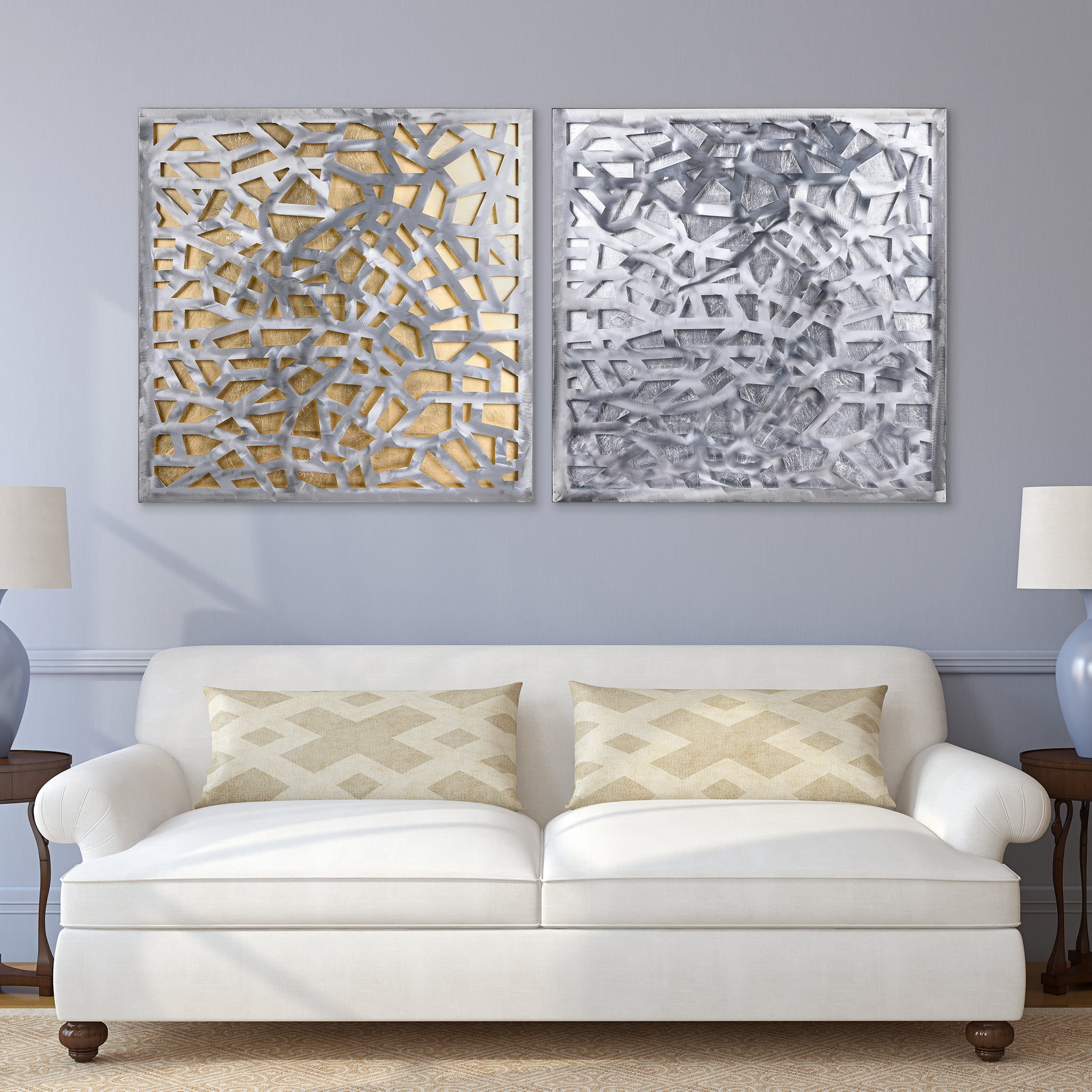 Empire Art Gold & Silver Enigma Abstract Art Prints, Set of 2