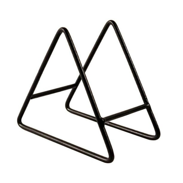 Soporte para posavasos, estante de exhibición, placa de hierro, posavasos de almacenamiento de Metal, soporte triangular para bebidas de cocina, soporte negro redondo