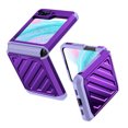thumbnail image 3 of Compatible with Samsung Galaxy Z Flip 6 Armor Case with Hinge Protection, Heavy Duty Shockproof Full Body Protective Plating PC Phone Case Cover for Samsung Galaxy Z Flip 6 5G - Purple, 3 of 6