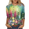 thumbnail image 2 of Pntutb Grande Taille Liquidation! T-Shirt Imprimé pour Femme Blouse à Manches 3/4 Col Rond Hauts Décontractés, 2 of 5