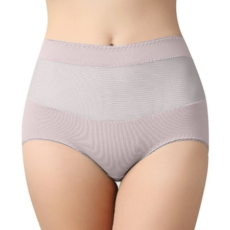 BYHONG Women s New Comfortable and Sexy Cotton Hollow High Waist Translucent Lace Large Underwear Panties for Women Grey XL