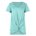 thumbnail image 4 of Womens Clothes Women's Fashion Casual Women's V-Neck Short Sleeve Solid Color Cross Top, 4 of 7