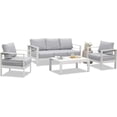 thumbnail image 3 of RoyalCraft Aluminum Outdoor Patio Furniture Set, 4 Pcs Modern Outdoor Conversation Set Sectional Sofa with Upgrade Cushion and Coffee Table for Balcony,White, 3 of 9