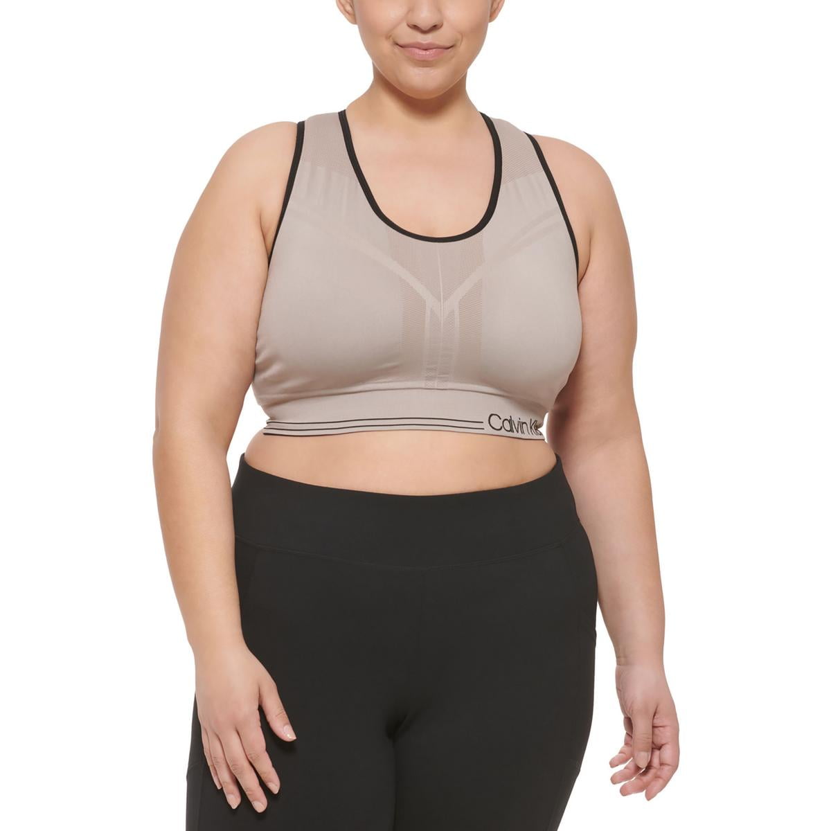 CALVIN KLEIN Reversible Medium Impact Sports Bra in GUNMETAL