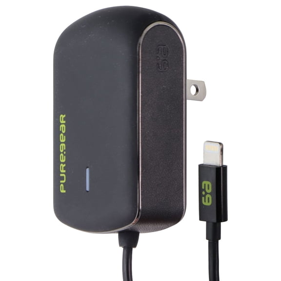 Open Box PureGear Wall Charger w/ 5-Foot Lightning 8-Pin Cable Attached - Black (00623PG)