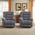 thumbnail image 3 of Bonzy Home Manual Recliner Chair Set of 2 with Massage and Heat Overstuffed Fabric Metal frame Manual Reclining Chair Sofa for Living Room, 3 of 7