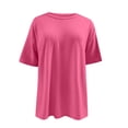 thumbnail image 4 of Npasoilc Summer Tops For Women 2024 Vacation Trendy Womens Tops On Clearance！Womens Solid Oversized T Shirts Crewneck Short Sleeve Summer Athletic BoyFriend Tees Shirt Loose Tops, 4 of 7