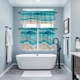 thumbnail image 3 of Teal Coastal Kitchen Curtains Sets for Windows 36 Inch Length, Summer Beach Nautical Abstract Art Rod Pocket Window Treatments Tier Curtains and Valances Set for Bedroom/Bathroom, 3 of 8