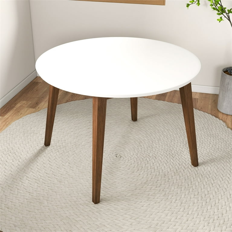 White and walnut dining cheap table