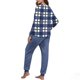 thumbnail image 5 of Conjunto de pijama informal de invierno para mujer, de doble cara, con cuello redondo estampado, manga larga, top anudado a mano, pantalones con cordón ajustable, ropa de casa, blusa de poliéster., 5 of 7