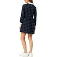 thumbnail image 4 of INSPIRE CHIC Women's Plaid Long Sleeve Button Up Point Collar Shirt Dress XS Dark Blue, 4 of 7