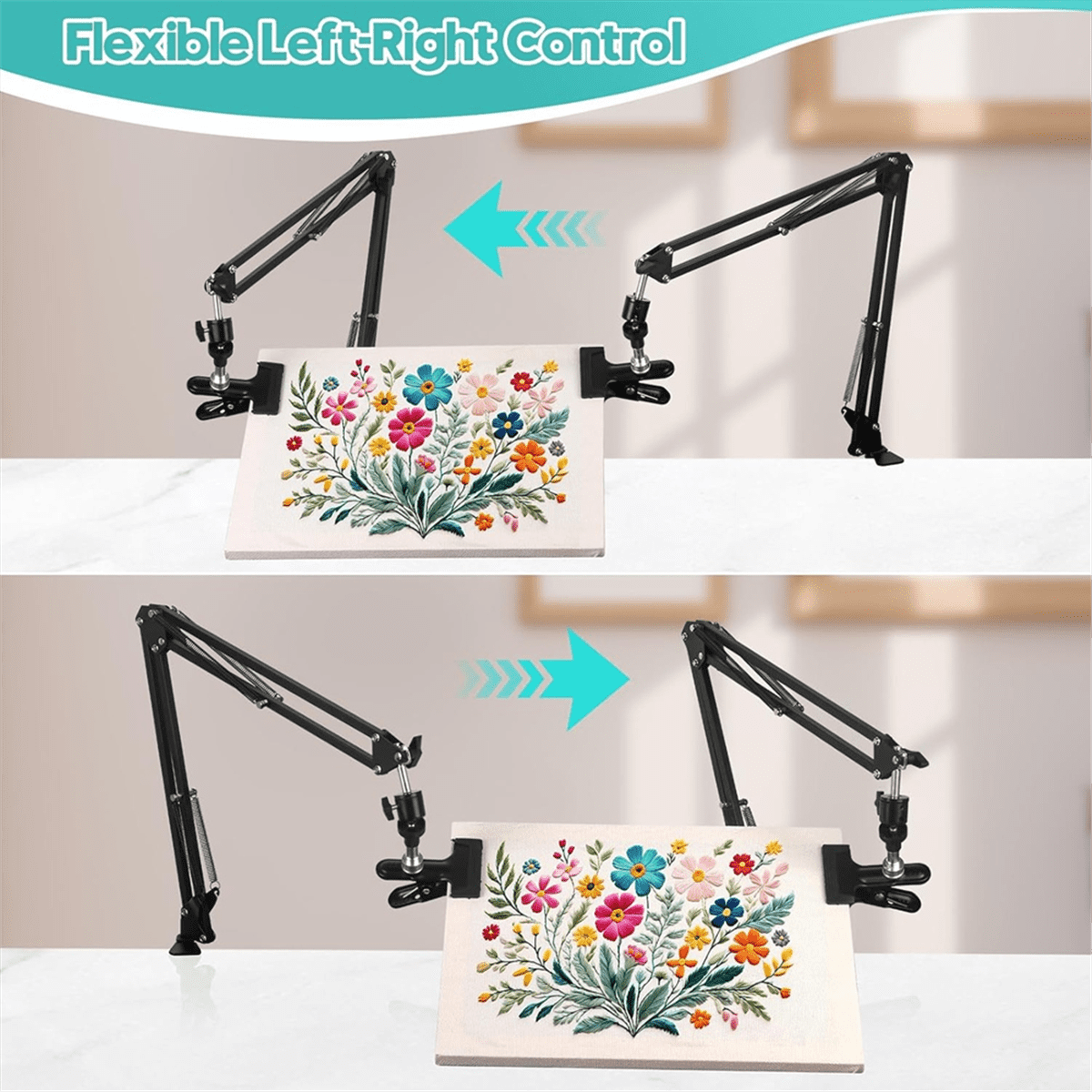 HOT 2pc Adjustable Embroidery Hoop Stand Hand Metal Lap Folding