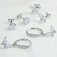 thumbnail image 4 of Believe by Brilliance Women's Fine Silver Plated CZ Round and Butterfly Earring Trio Set, 4 of 5