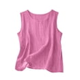 thumbnail image 3 of CAIXIA Cotton Linen Tank Tops for Women Casual Loose Camisole Sleeveless Gauze Shirts Plus Size Boho Spring Summer 2026 Clothing,Pink, 3 of 4