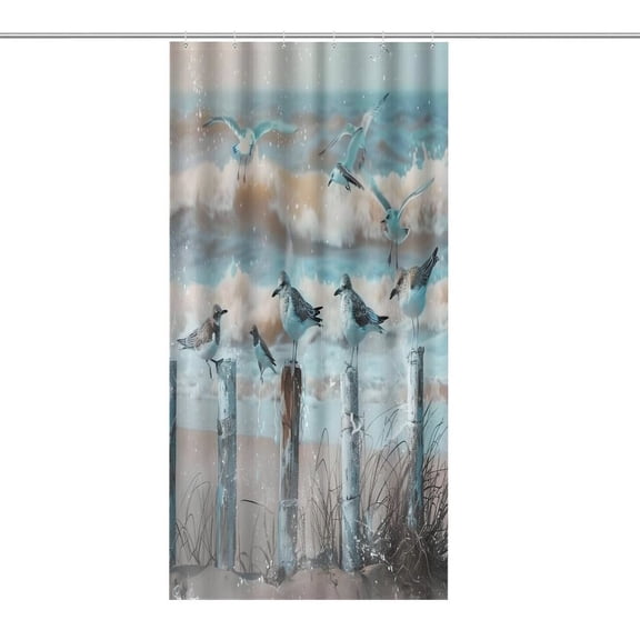 RKSupls Waterproof Shower Curtain, Shorebirds Perching On Posts Polyester Shower Curtain with Hooks for Chic Elegant Home Bathtub Bathroom Decor Washable