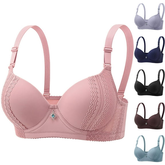 SROBPTY Womens Bras Plus Size, Bras for Women, Woman's Gathered Large Size Daily Bra Underwear with Steel Ring Navy XXL