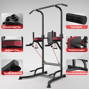 AQUVII Pull Up Rack Bar, 450 LBs Power Tower Dip Bar Station Dip Stand Multi-Function Home Strength Training Fitness Workout Station for Home Gym