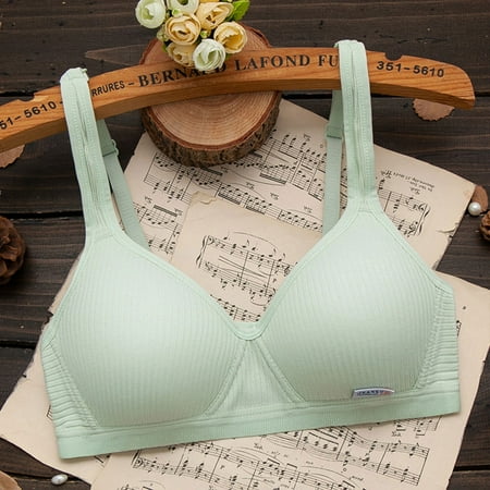 Pavied Minimizer Bras Feelingirl Bra Wireless Bras Korean Version Of Simple Pure Cotton Development Thin Without Steel Ring Gathered Shaping Bra Seamless Bras Womens Bras Green 34