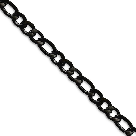 Stainless Steel Polished Black Ip Plated 4.5mm Figaro Chain Necklace 18 Inch Chain Necklace for Women and Men