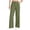 Army Green, variant on Girls High Waist Draped Straight Leg Trousers Casual Suit Style Pants with Pleated Front and Functional Pockets