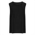 thumbnail image 4 of Wyobmus Plus Size Linen Tank Tops for Women Sleeveless Crewneck Pleated T-Shirt Summer Lightweight Casual Work Blouse Clothes Loose Fit S-5X A-Black, 4 of 5