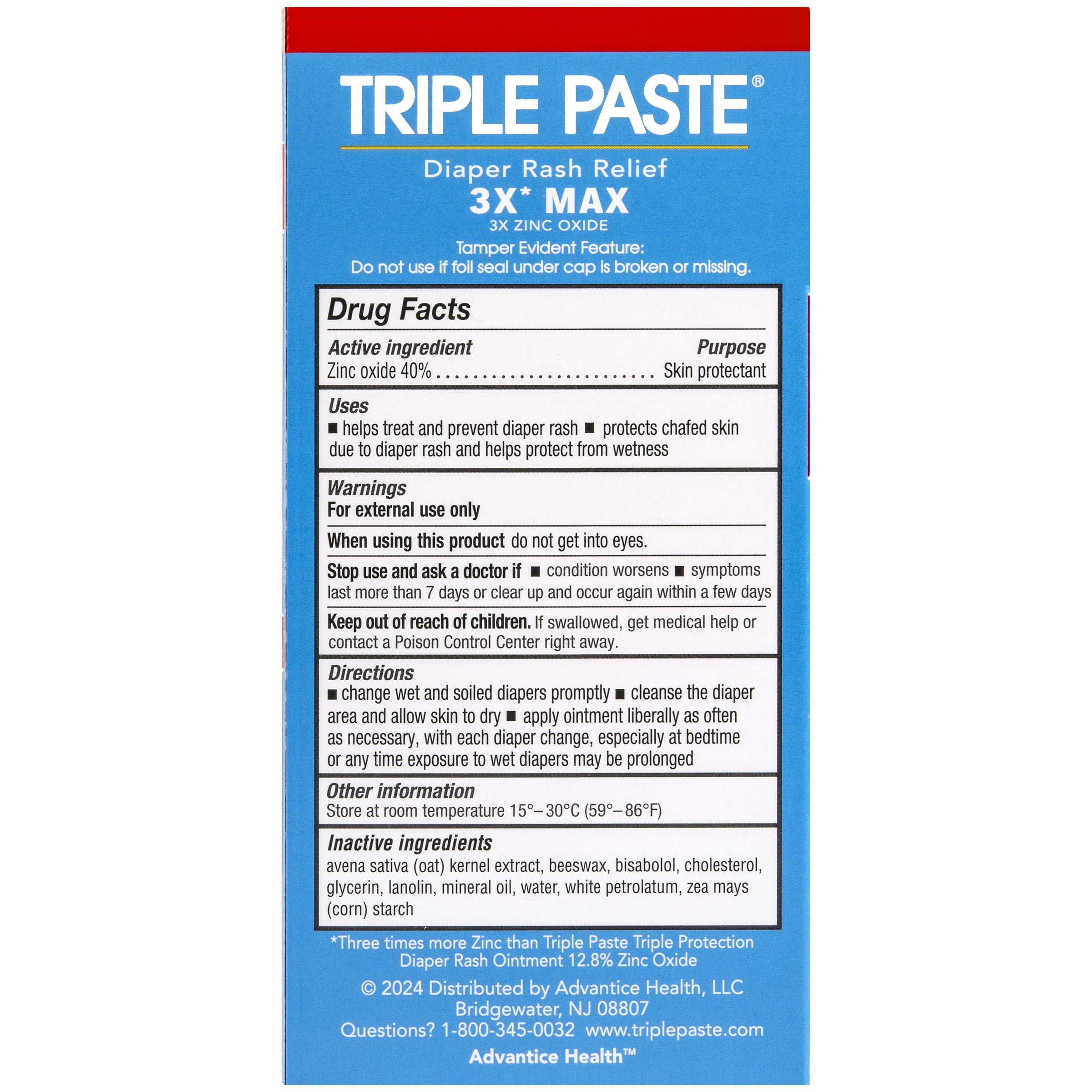 Triple Paste 3X Max Diaper Rash Ointment For Babies, 2 oz