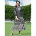 thumbnail image 2 of Juniper Black Ethnic Motif Printed Pure Cotton Tiered Maxi Dress, 2 of 5