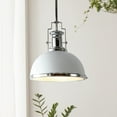 thumbnail image 5 of JONATHAN Y Homer 13" 1-Light Modern Industrial Iron LED Dome Pendant, Chrome/White, 5 of 10