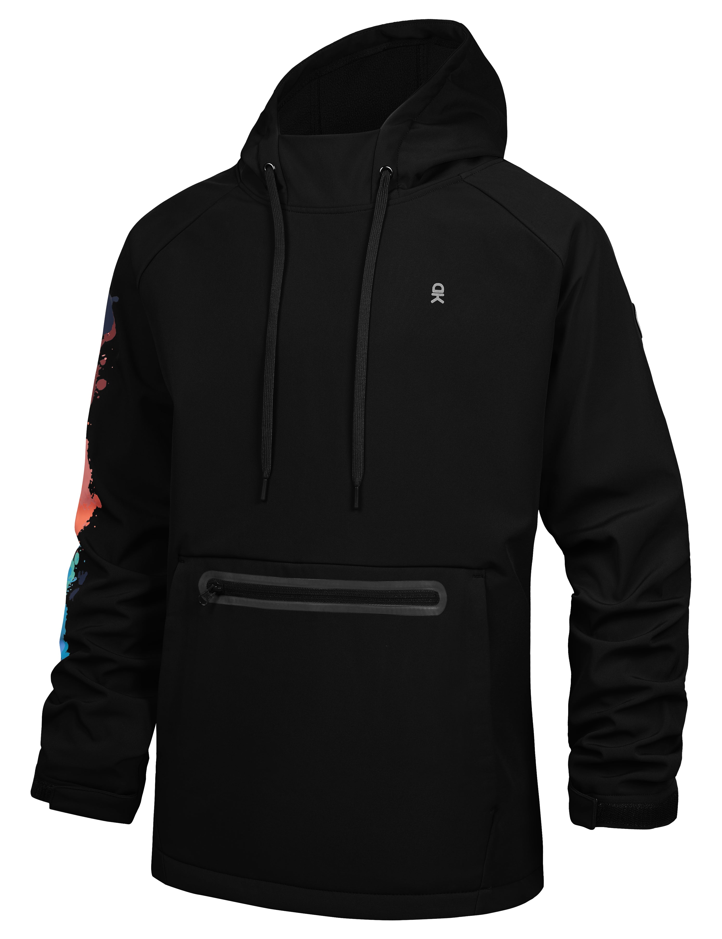 Little Donkey Andy Mens Fleece Hoodies Water Repellent, Thermal Insulation Pullover Hooded Sweatshirt UPF50+ (Black L)