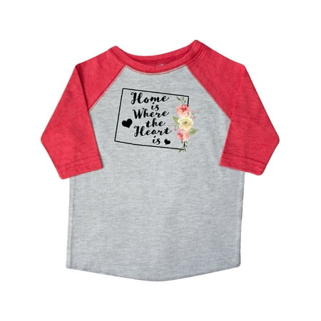 

Inktastic Wyoming Home is Where The Heart is with Watercolor Floral Gift Toddler Toddler Girl T-Shirt