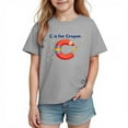 thumbnail image 5 of Girls Educational T-Shirt | Crayon Letter C Alphabet Graphic | Soft Cotton Kids Top for Girls | Sizes 4-10 in Heather Gray,Size 5 T, 5 of 9