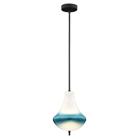 Coastal Pendant Light - Mini Bronze Ceiling Light Blue White Glass Shade