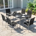 thumbnail image 2 of Outsunny 7 Piece Garden Dining Set with 6 Stackable Chairs, Silver and Black, 2 of 10