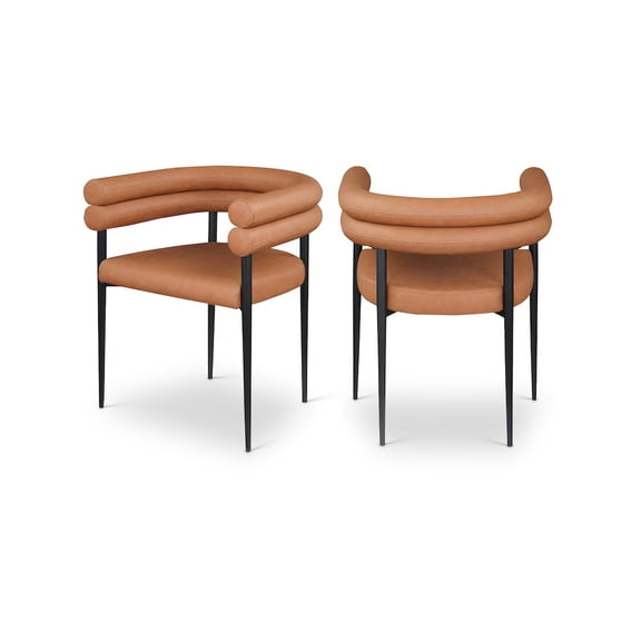 Meridian Furniture Lavina Cognac Vegan Leather Dining Chair (Set of 2)