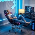 thumbnail image 3 of edx Ergonomic Video Gaming Chair High Back Office Chair with Lumbar Support and Adjustable Armrests Footrest Swivel Racing Chair, Black Purple, 3 of 9