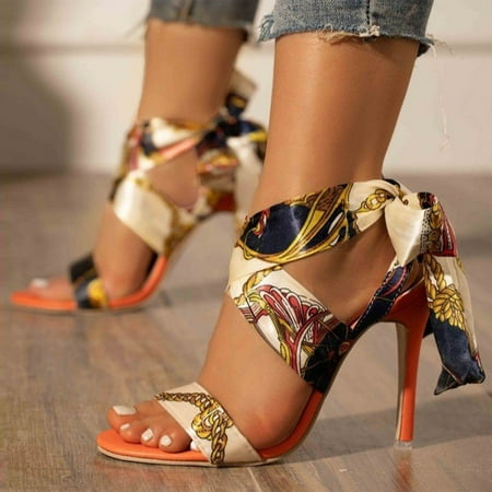 

Floenr Womens Sandals Flip Flops for Women Sandals Womens High Heels Trendy Summer Round Head Peep Toe Bandage Sandals Shoes