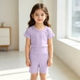 thumbnail image 3 of Dxzfnsa Toddler Kids Sets Round Neck Short Sleeve T Shirts and Comfortable Shorts Sets Unisex Two Piece Summer Solid Color Outfits, 3 of 7