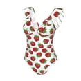 thumbnail image 4 of Yiaed Hand Drawn Strawberry Print Women's Ruffled One Piece Swimsuit V Neck Swimwear Slimming Monokini for Woman-X-Large, 4 of 8