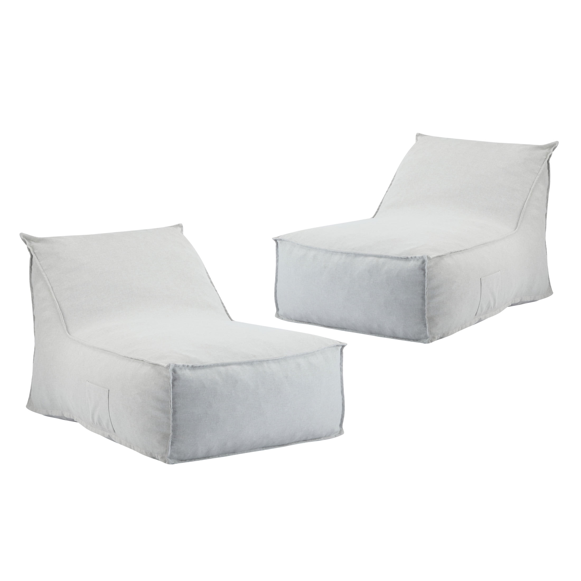 Christopher Knight Home 48" Outdoor Bean Bag Lounge Chair, Weather-Resistant Fabric, Light Gray. Set of 2