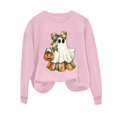 thumbnail image 6 of thefmos Women's Long Sleeve Pullover Sweatshirt Halloween Print Lightweight Solid Color Casual Top Trendy Spooky Season Outfit, Pink M, 6 of 6