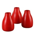 thumbnail image 1 of Modern Geometric Christmas Red Flower Vase Set of 3, Handmade Shinning Vase for Pampas Grass, Fresh Bouquets, Cute Decorative Ceramic Vase for Home, Living Room Office (5.5" Tall), 1 of 6