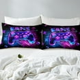 thumbnail image 3 of Gaming Fitted Sheet Gamer Twin Bed Sheets ,3D Gamepad Sheets Game Room Decor,Neon Purple Teal Room Decor, 3 of 4